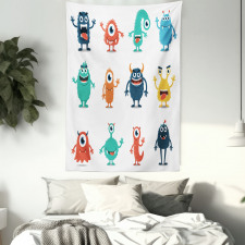 Colorful Monster Graphic Art Tapestry