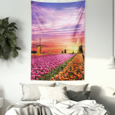 Scenic Tulip Fields Tapestry