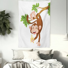 Monkey with Banana Tree Tapestry