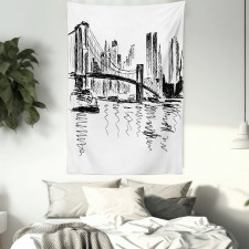 Buildings Bridge River Tapestry