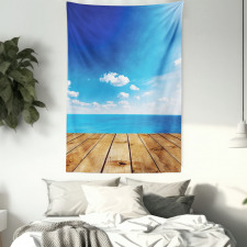 Seascape Cloudy Beach Tapestry