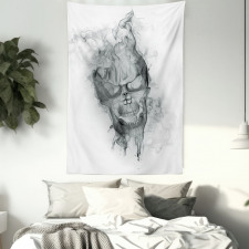 Smoky Skull Grungy Art Tapestry