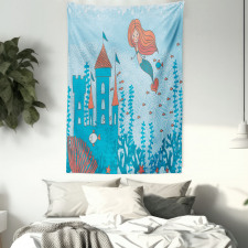 Cartoon Castle Corals Tapestry