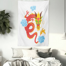 Swirling Clouds Angry Dragon Tapestry