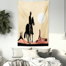 Cowboy Horse Sunset Tapestry