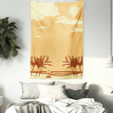 Retro Seaside Palm Trees Tapestry