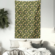 Palm Leaves Summer Flowers Tapestry