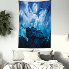 Cliff Under Cloudy Night Tapestry