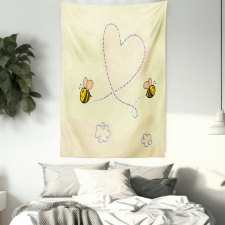 Buzzing Flies Heart Shape Tapestry