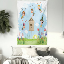 Cheerful Meadow Landscape Tapestry