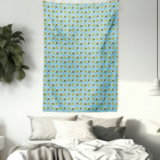 Cartoon Style Happy Bees Tapestry