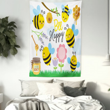 Bee Happy Spring Garden Tapestry