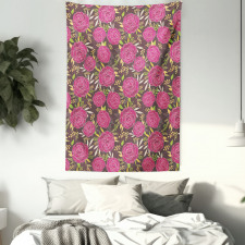 Detailed Flower Silhouettes Tapestry