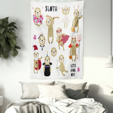 Lazy Animal Flowers Tapestry