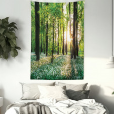 Sunny Forest Blossoms Tapestry