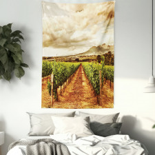 Cloudy Vineyard in Fall Tapestry