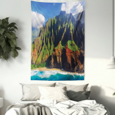 Mountain Ocean Clouds Tapestry