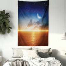 Sunset Sky Moon Stars Tapestry