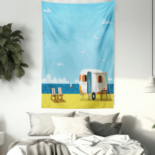 Coastline Clouds Scenery Tapestry