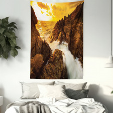 Wild Sunset and Waves Tapestry
