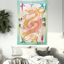 Colorful Dragon and Samurais Tapestry