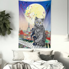 Musical Notes Cat Tapestry