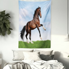 Horse Pacing on Grass Tapestry