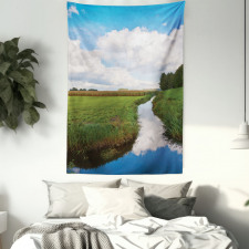 Calm River Meadow Trees Tapestry