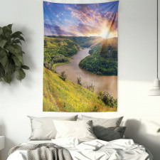 Rising Sun Calm River Tapestry