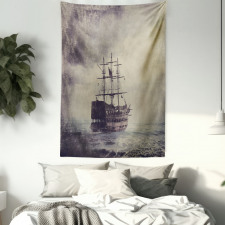 Old Pirate Ship in Sea Tapestry