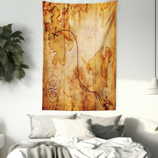 Treasure Map Compass Tapestry