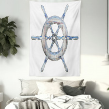 Wooden Ship Wheel Tapestry