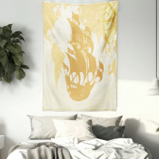 Old World Map Sailboat Tapestry