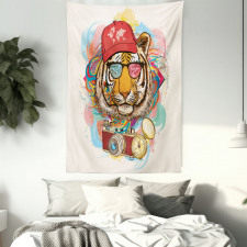 Hipster Tiger Sunglasses Tapestry