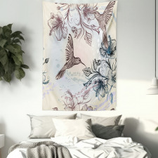 Birds Hibiscus Flowers Tapestry