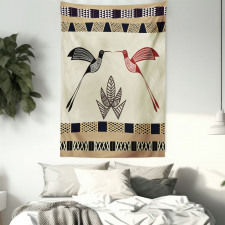 Bamboo Leaf Birds Art Tapestry