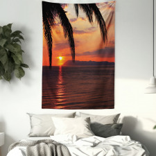 Sunrise on Sea and Palms Tapestry