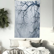 Rainy Day Winter Branches Tapestry