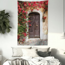 Old Door with Flowers Tapestry