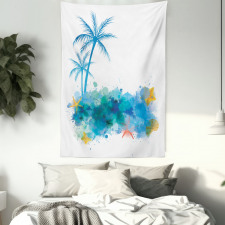 Seashells Blue Palm Art Tapestry