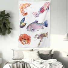 Sea Animals Watercolor Tapestry