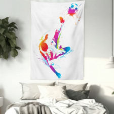 Kicking Ball Watercolors Tapestry