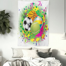Sports Balls Splash Tapestry