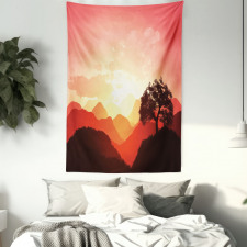 Sunset Tree Mountains Tapestry