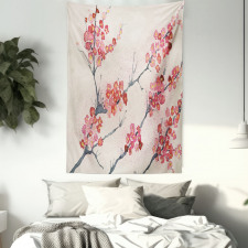 Vintage Sakura Flowers Tapestry