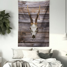 Rustic Antlers on Wood Tapestry