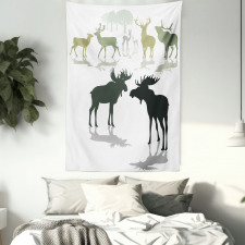Elk Deer Fawn Forest Tapestry