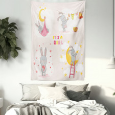 Bunny Baby Love Moon Tapestry