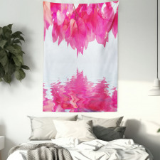 Pink Leaves on River Tapestry