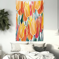 Floral Tulip Garden Tapestry